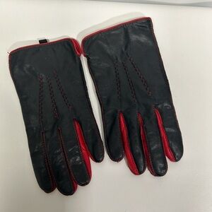 H&M Black and Red Leather Gloves